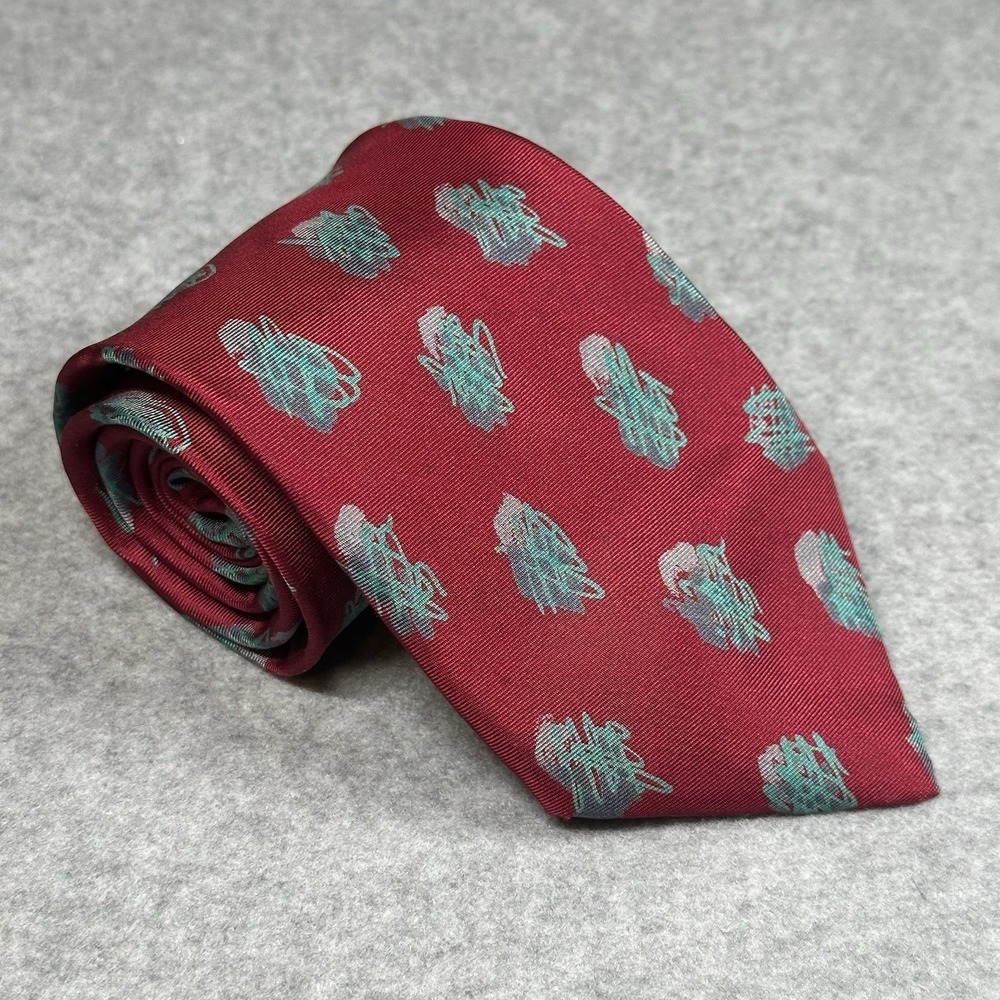 Vintage Strathmore Silk Tie Red Abstract Geometric USA Necktie 55x3.6 in